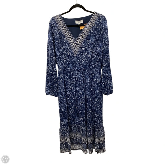 Dress Casual Midi By Lucky Brand In Blue, Size: L