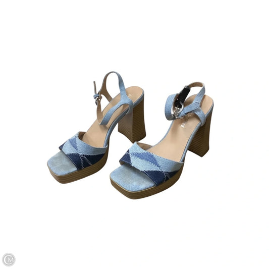 Sandals Heels Block By Clothes Mentor In Blue Denim, Size: 7