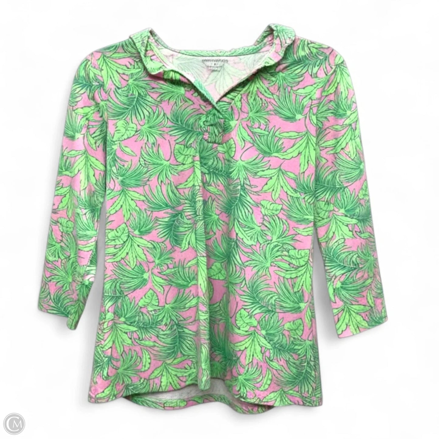 Top Long Sleeve By Appleseeds In Green & Pink, Size: M