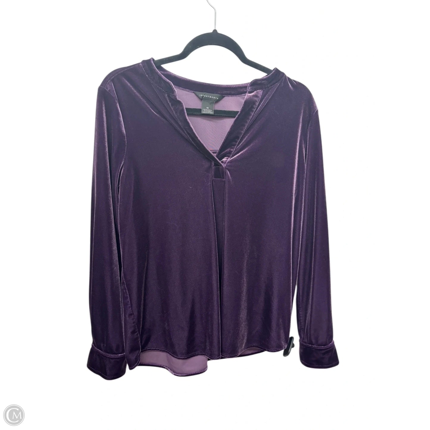 Top Long Sleeve By Investments In Purple, Size: M