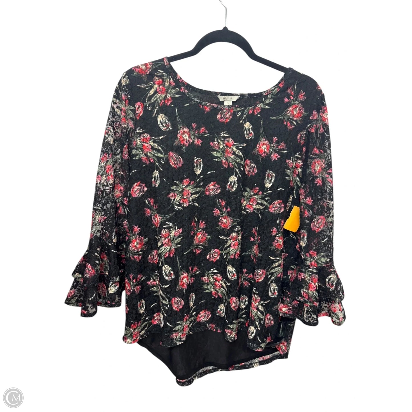 Top Long Sleeve By Cato In Floral Print, Size: L