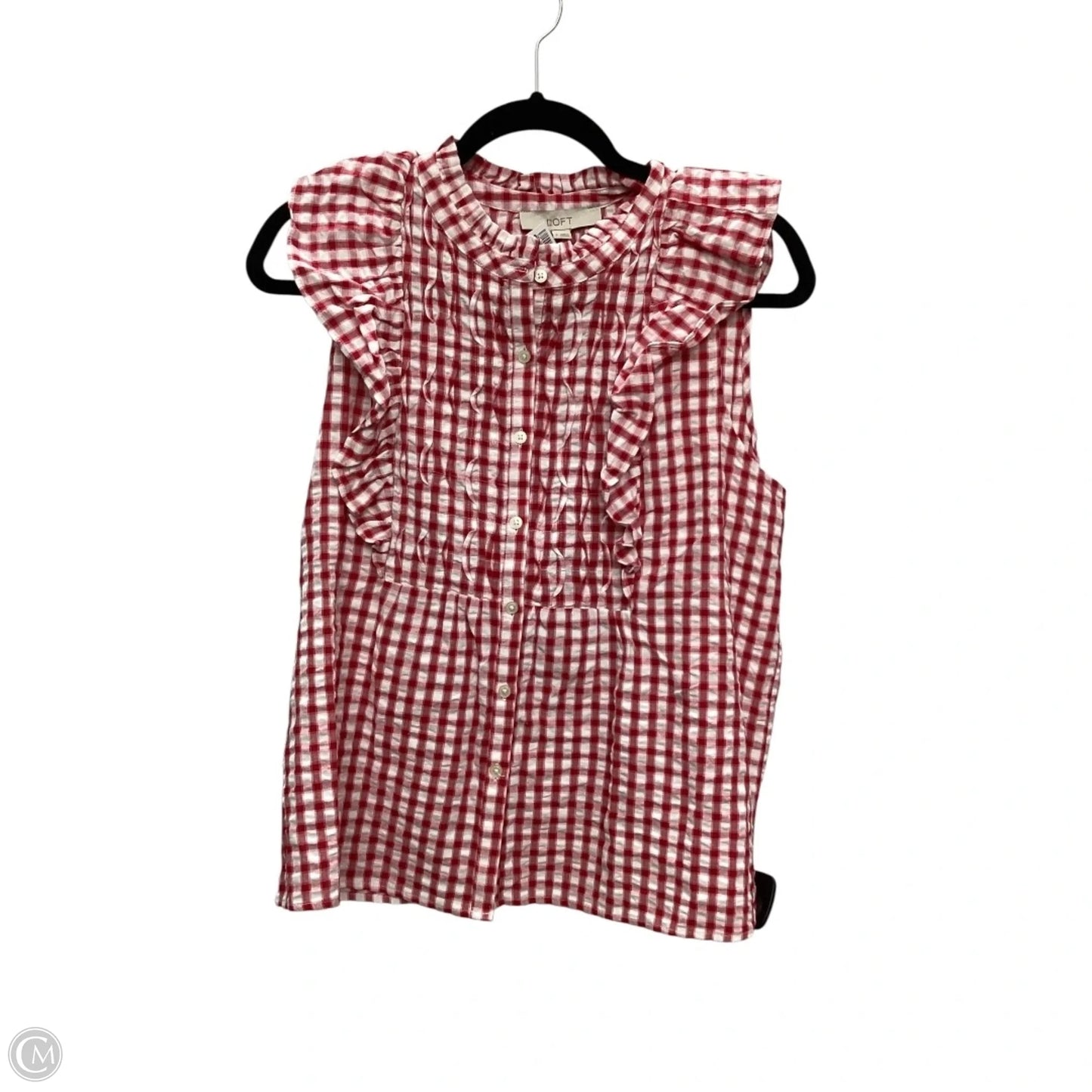Top Sleeveless By Loft In Red & White, Size: S