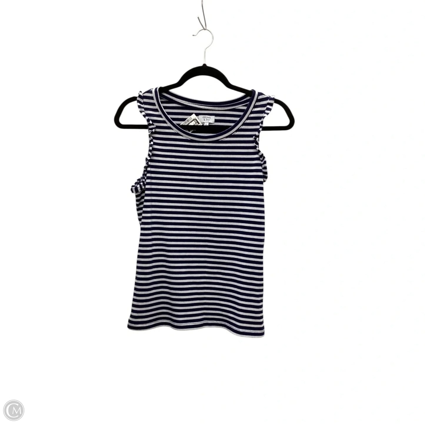 Top Sleeveless By Crown And Ivy In Blue & White, Size: M