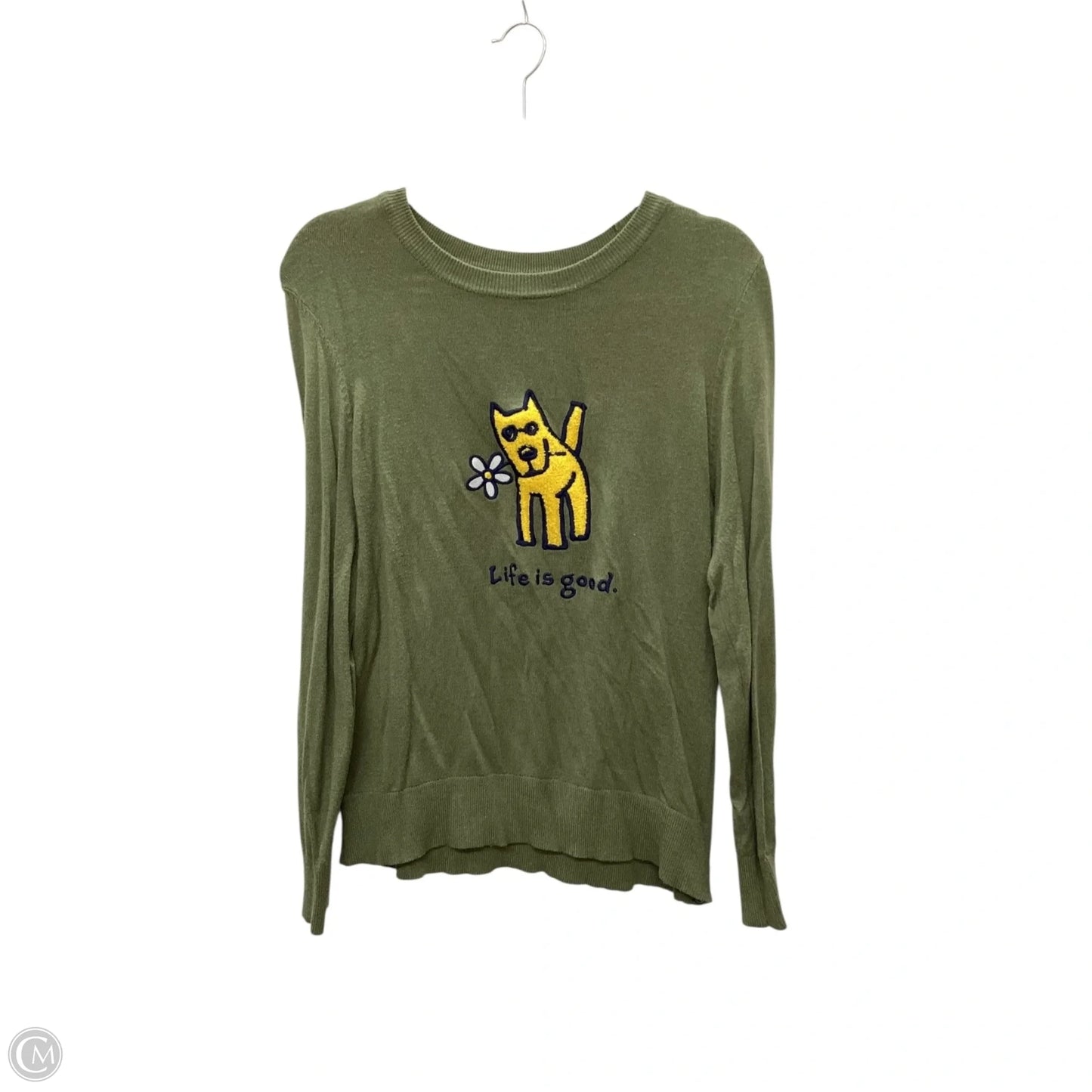 Top Long Sleeve By Life Is Good In Green, Size: L