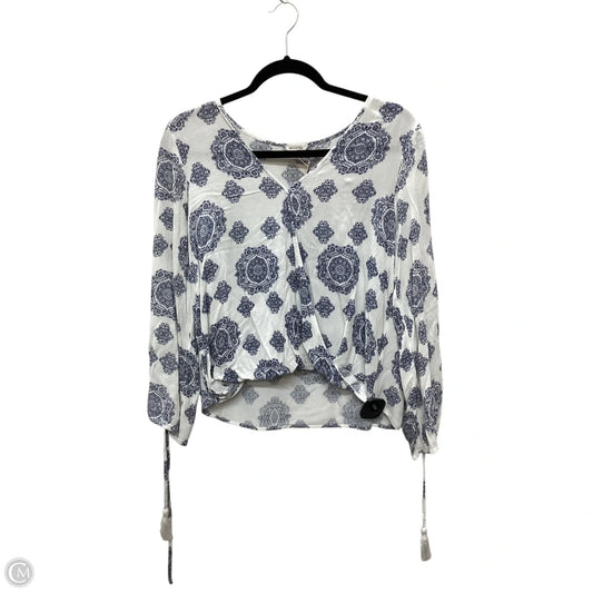 Top Long Sleeve By En Creme In Blue & White, Size: M