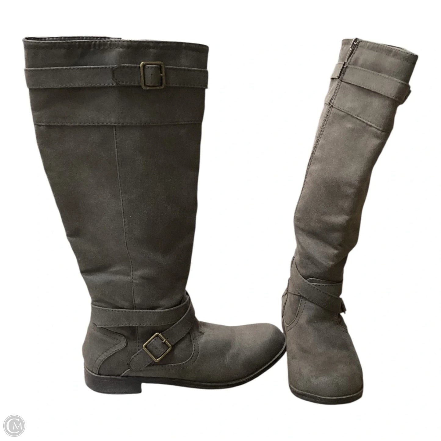 Boots Knee Heels By Justfab In Grey, Size: 7.5