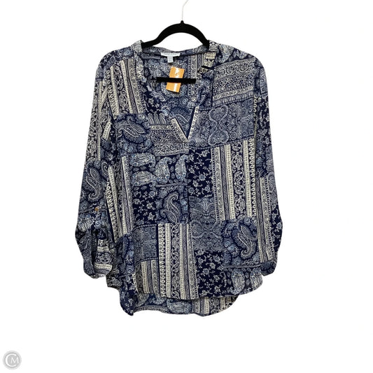 Blouse Long Sleeve By Clothes Mentor In Blue, Size: L