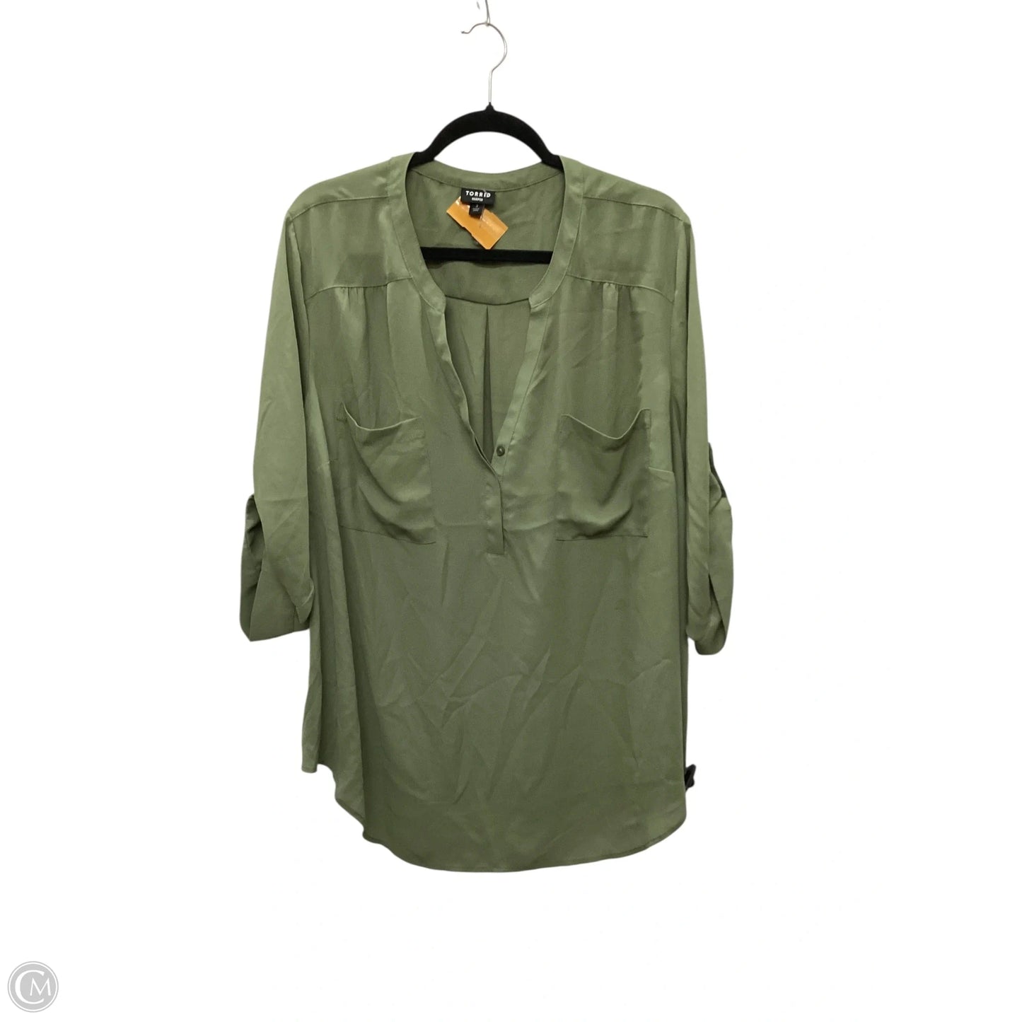 Blouse Long Sleeve By Torrid In Green, Size: 3x