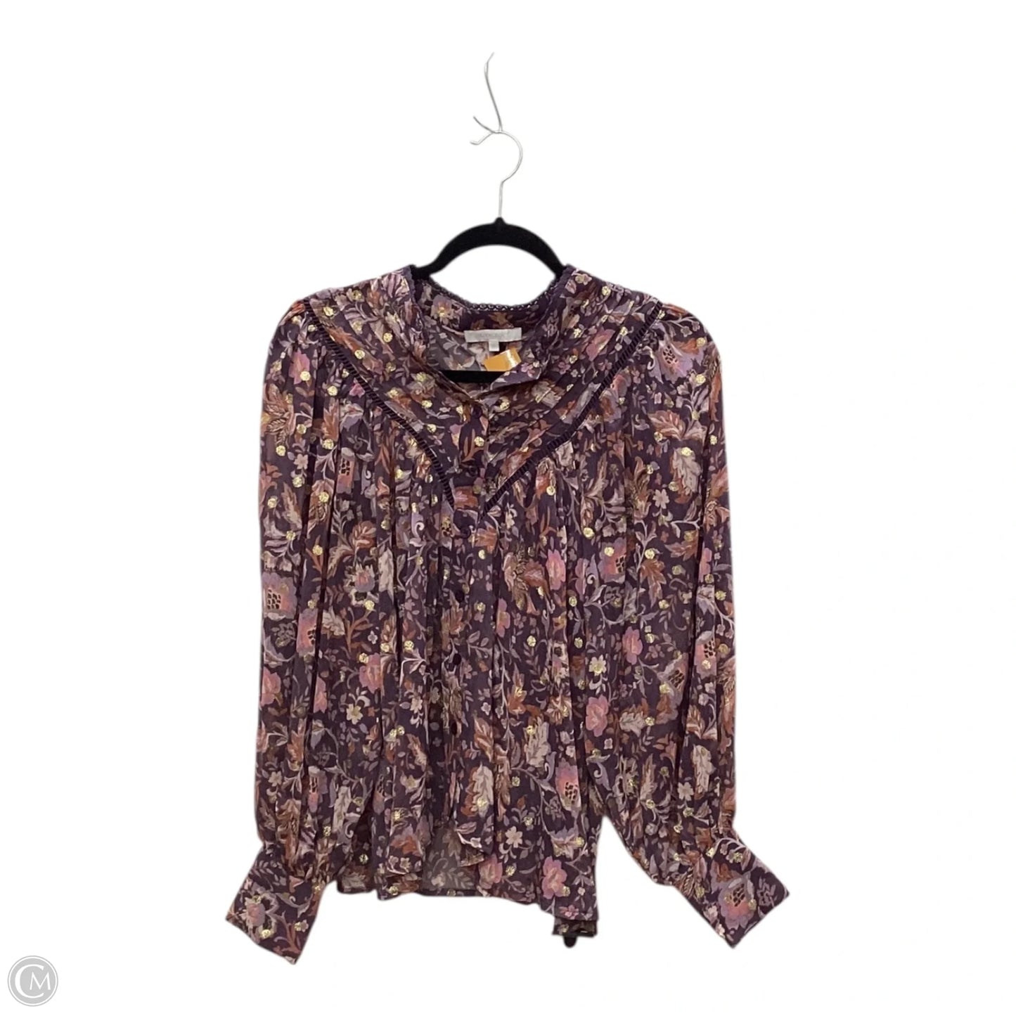 Blouse Long Sleeve By Olivaceous In Purple, Size: S