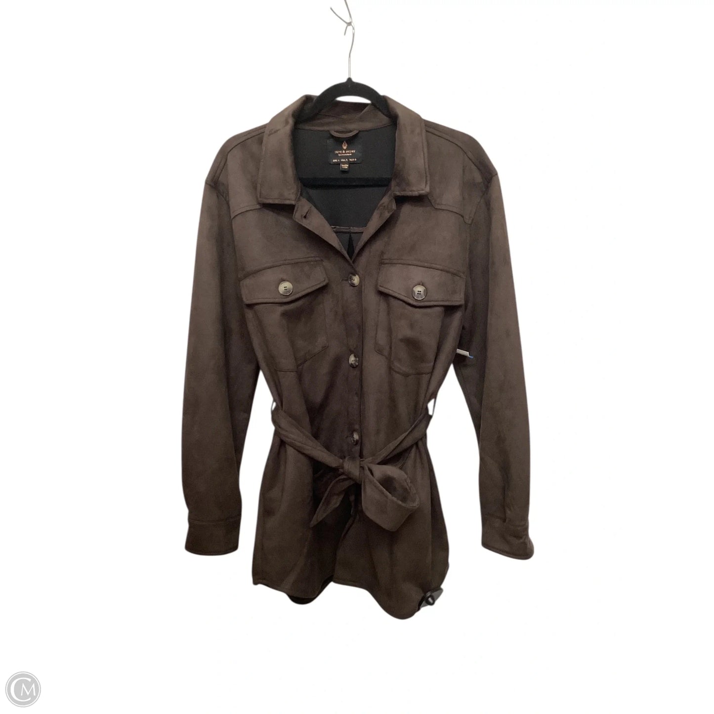Jacket Shirt By Clothes Mentor In Brown, Size: L