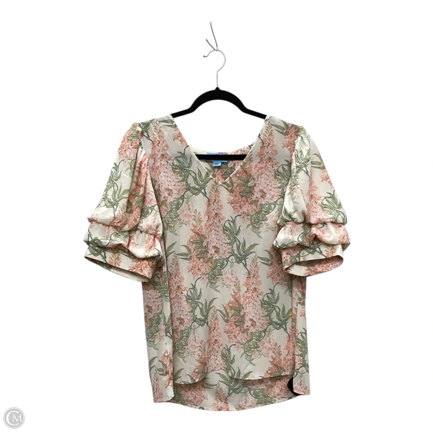 Blouse Short Sleeve By Cece In Floral Print, Size: L
