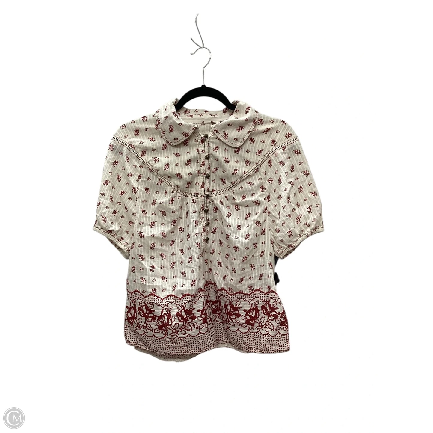 Blouse Short Sleeve By Pilcro In Cream & Red, Size: M