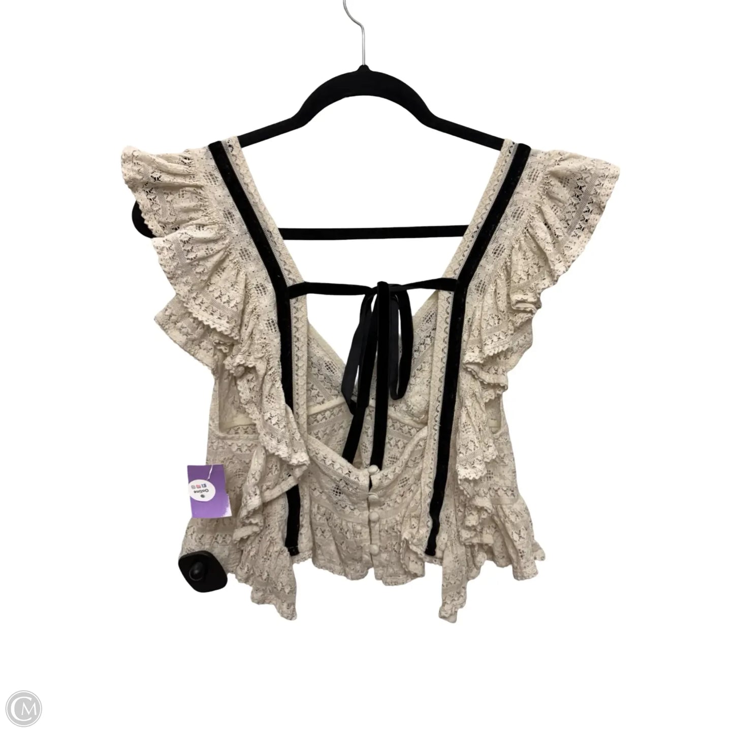 Blouse Short Sleeve By Free People In Cream, Size: S