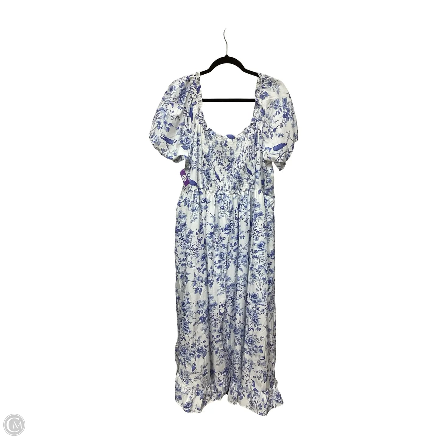 Dress Casual Midi By Clothes Mentor In Blue & White, Size: 2x