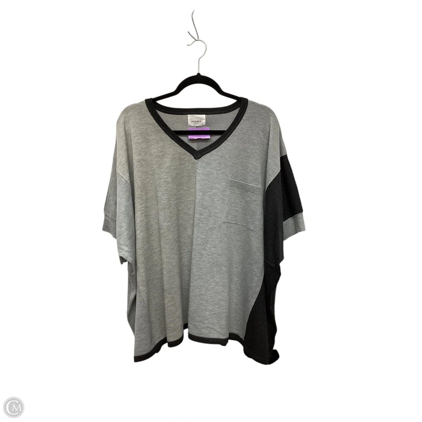 Top Short Sleeve By Andree By Unit In Grey, Size: L