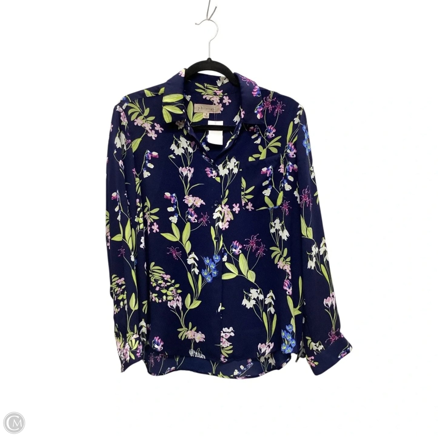 Top Long Sleeve By Philosophy In Blue, Size: M