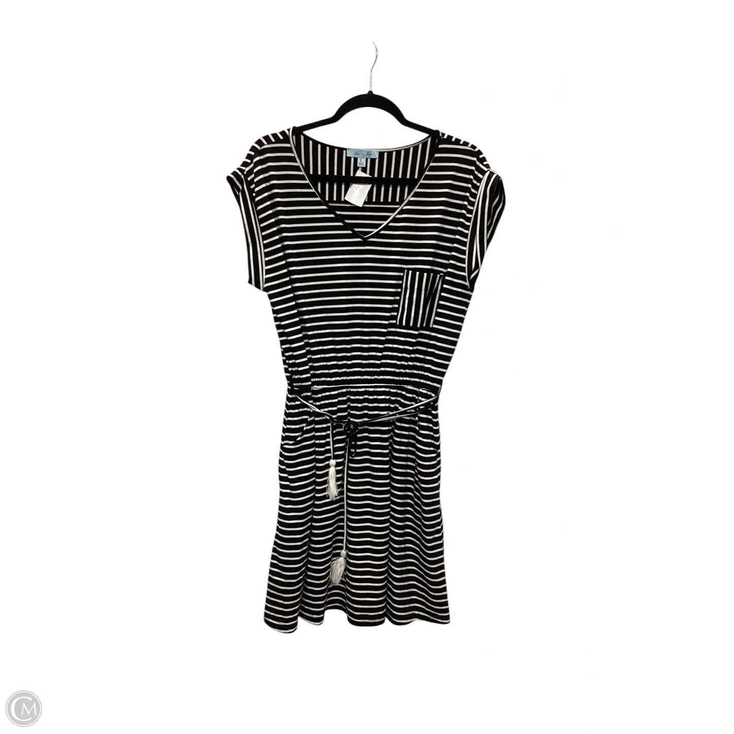 Dress Casual Midi By She + Sky In Striped Pattern, Size: L