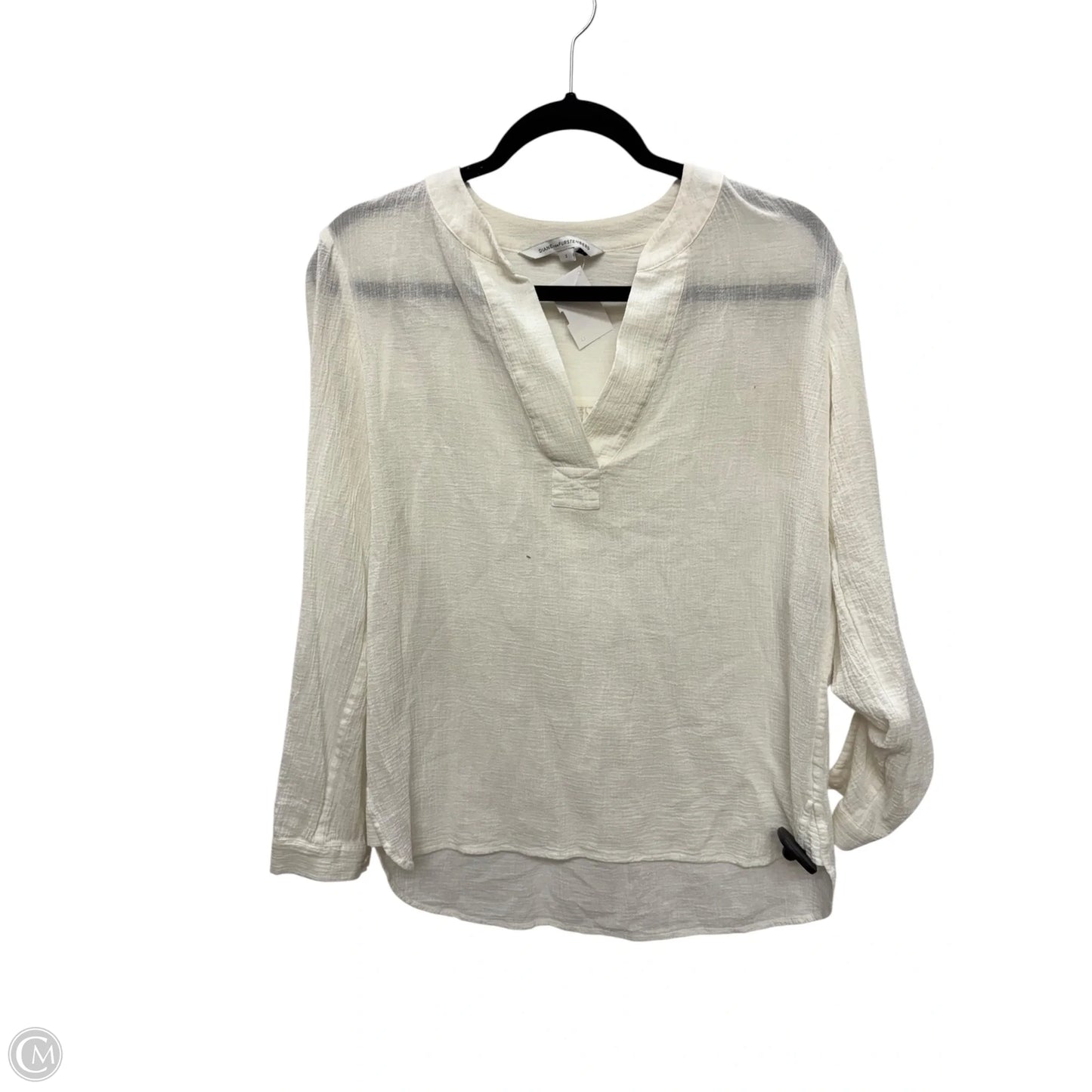 Top Long Sleeve Designer By Diane Von Furstenberg In White, Size: 2