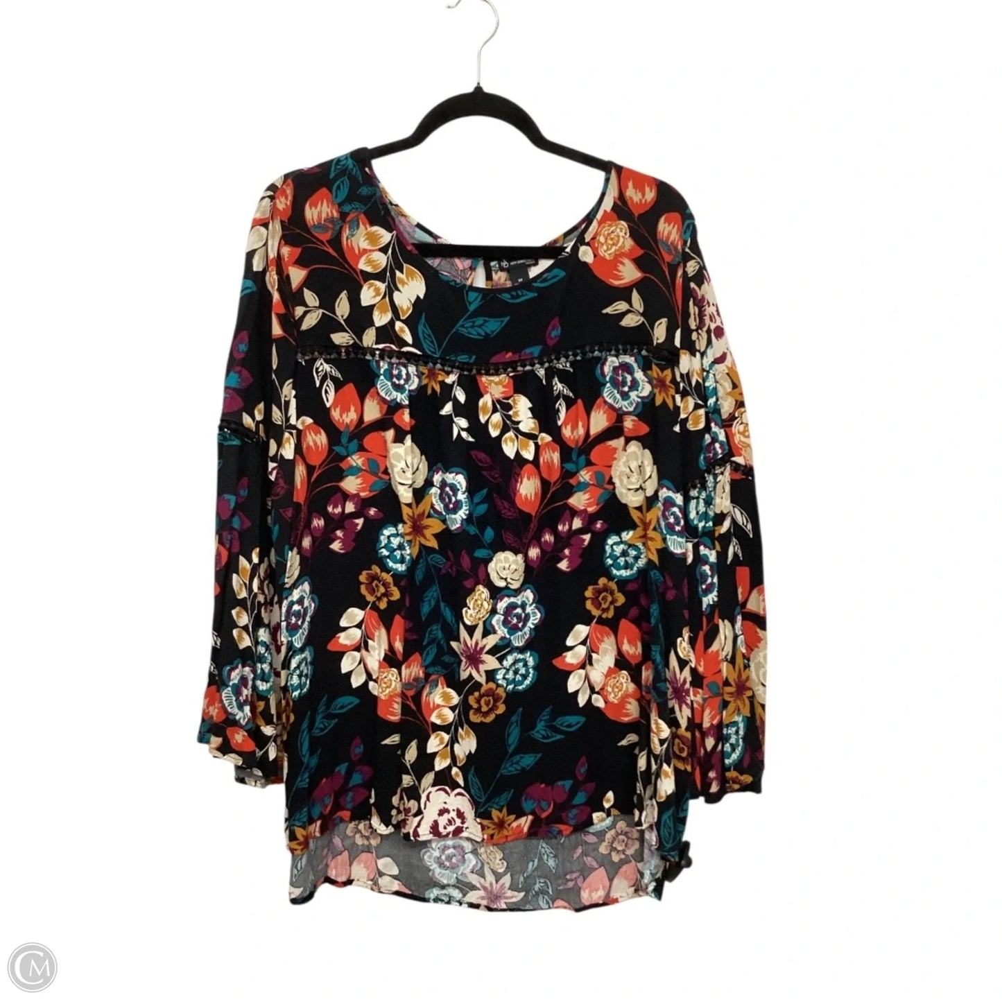 Tunic Long Sleeve By New Directions In Floral Print, Size: 2x