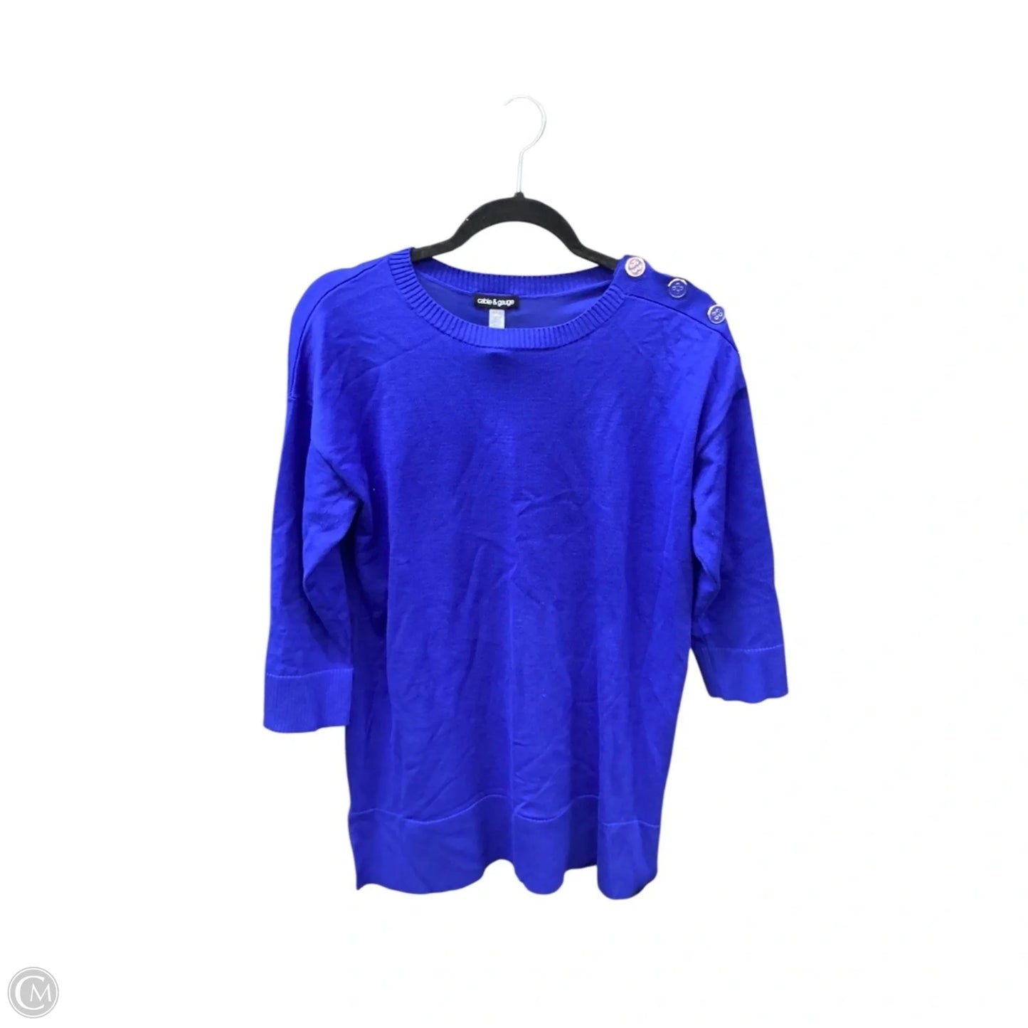 Tunic Long Sleeve By Cable And Gauge In Blue, Size: M