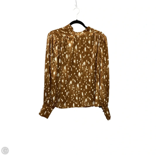 Blouse Long Sleeve By Express In Brown, Size: Sp