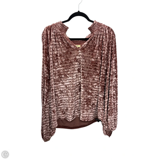 Blouse Long Sleeve By Kori America In Pink, Size: L