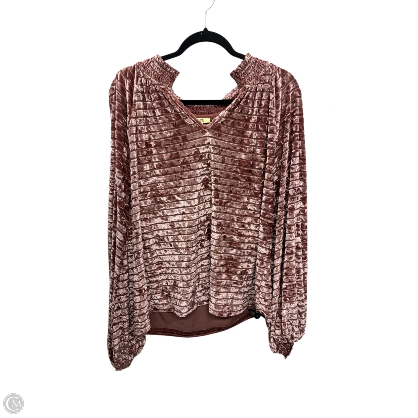 Blouse Long Sleeve By Kori America In Pink, Size: L