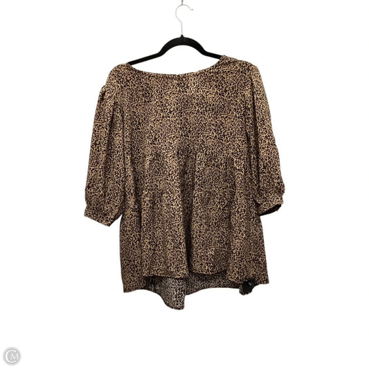 Top 3/4 Sleeve By Oddi In Animal Print, Size: S