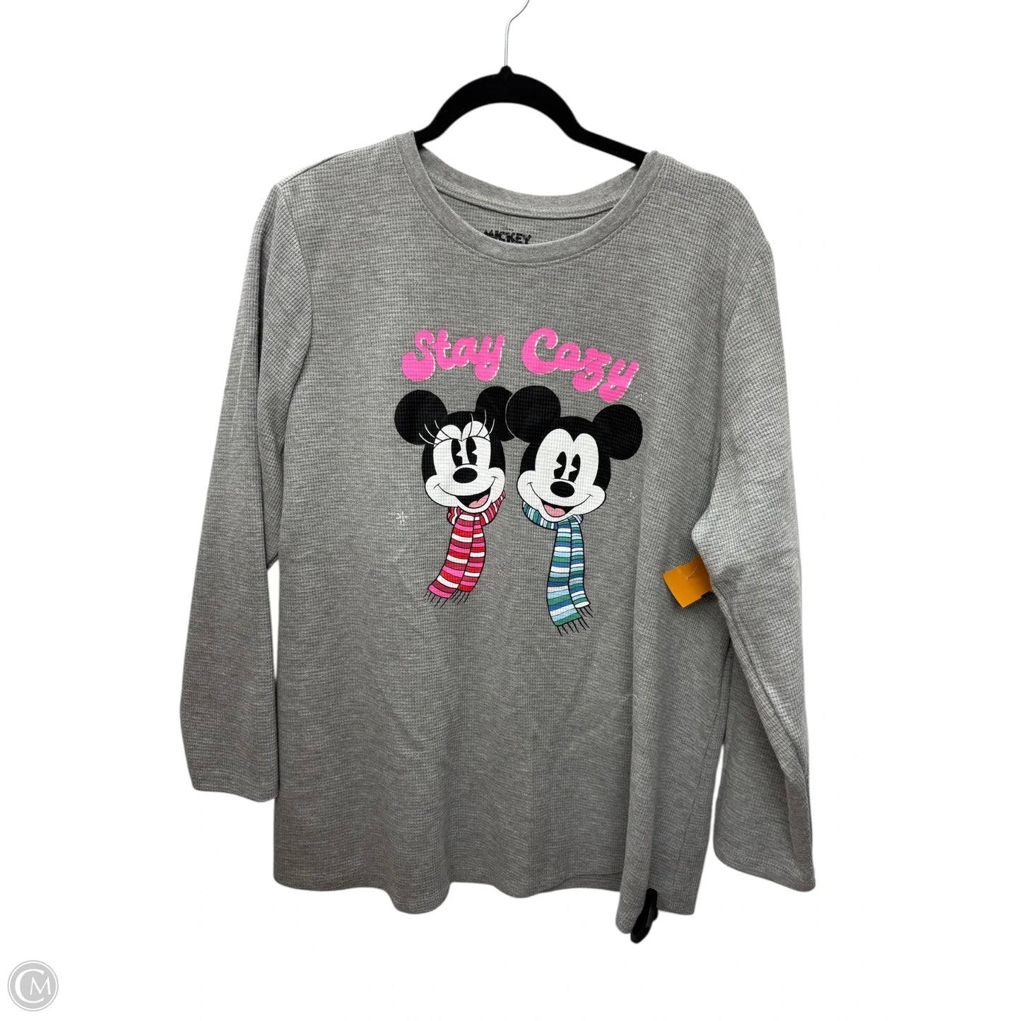 Top Long Sleeve By Disney In Grey, Size: 1x