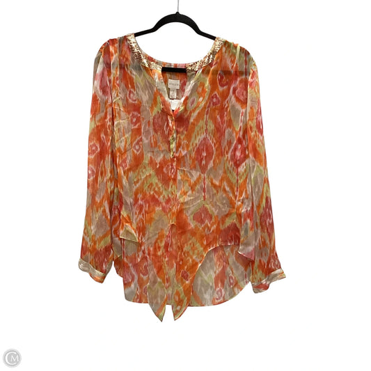 Top Long Sleeve By Chicos In Orange, Size: Xl