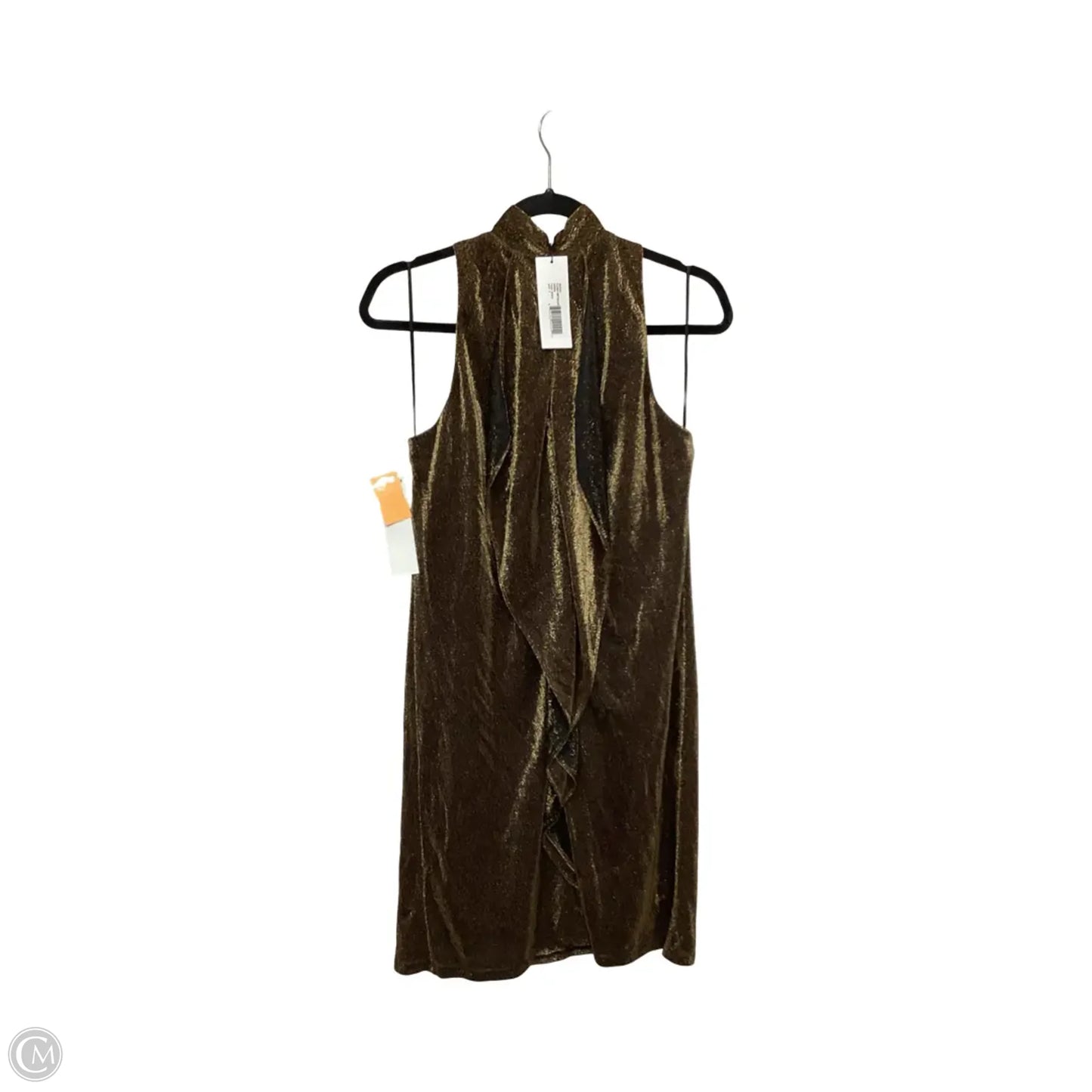 Designer Dress Party Midi By Halston Heritage In Gold, Size: S