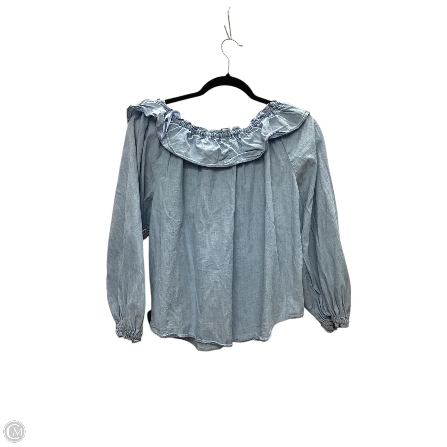 Blouse Long Sleeve By Free People In Blue Denim, Size: Xs