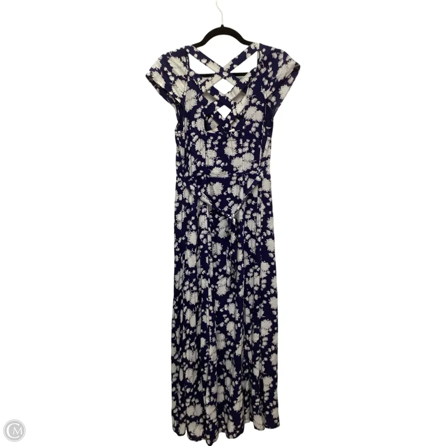 Dress Casual Midi By Maeve In Blue & White, Size: 4