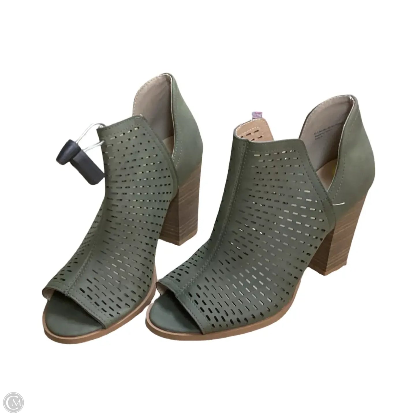 Sandals Heels Block By Restricted In Green, Size: 9