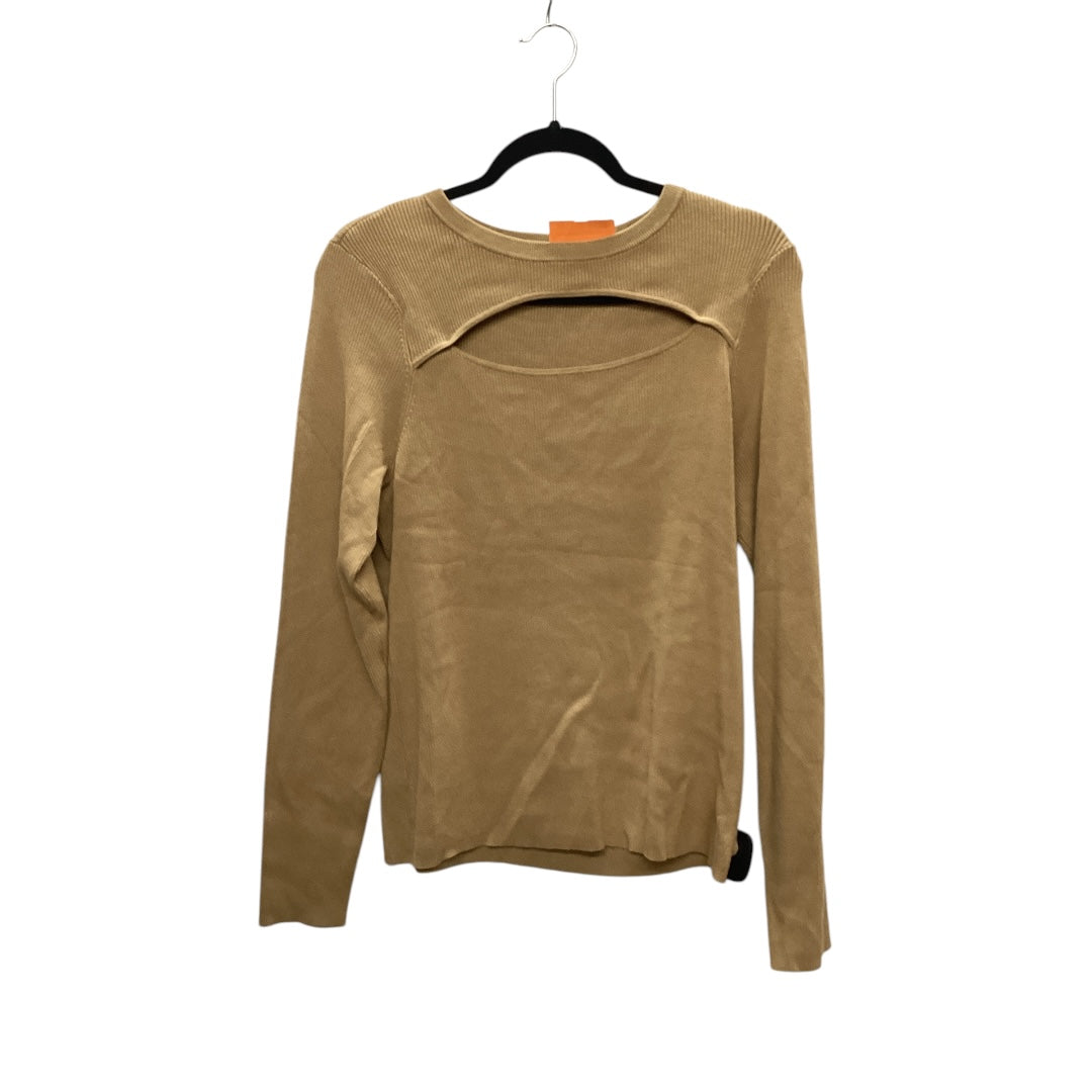 Top Long Sleeve By Inc In Tan, Size: L