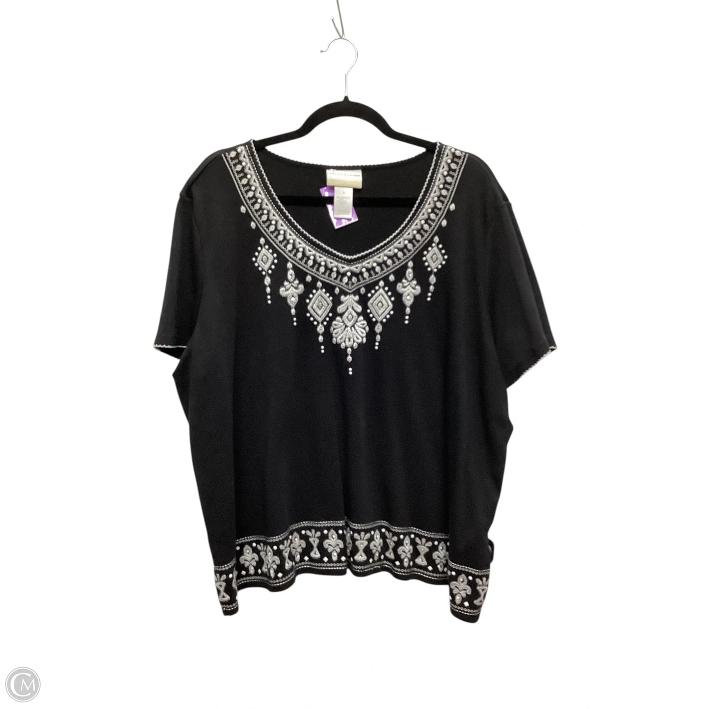Top Short Sleeve By Alfred Dunner In Black, Size: 2x