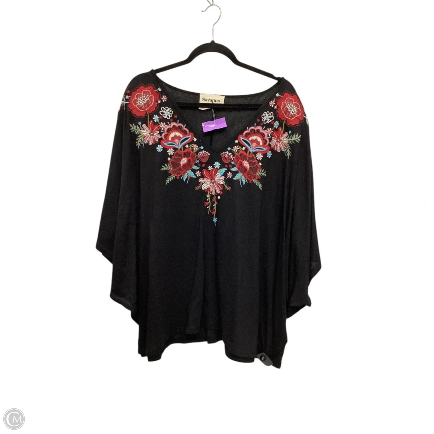 Top Short Sleeve By Savanna Jane In Black, Size: 1x