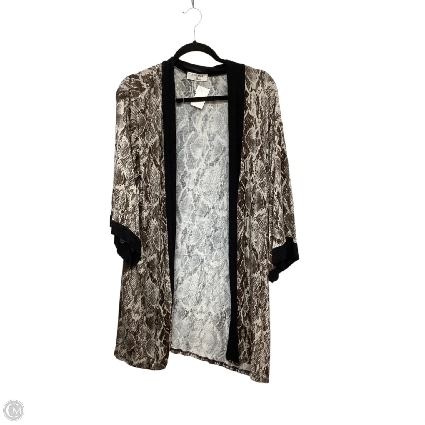 Kimono By Zenana Outfitters In Snakeskin Print, Size: M