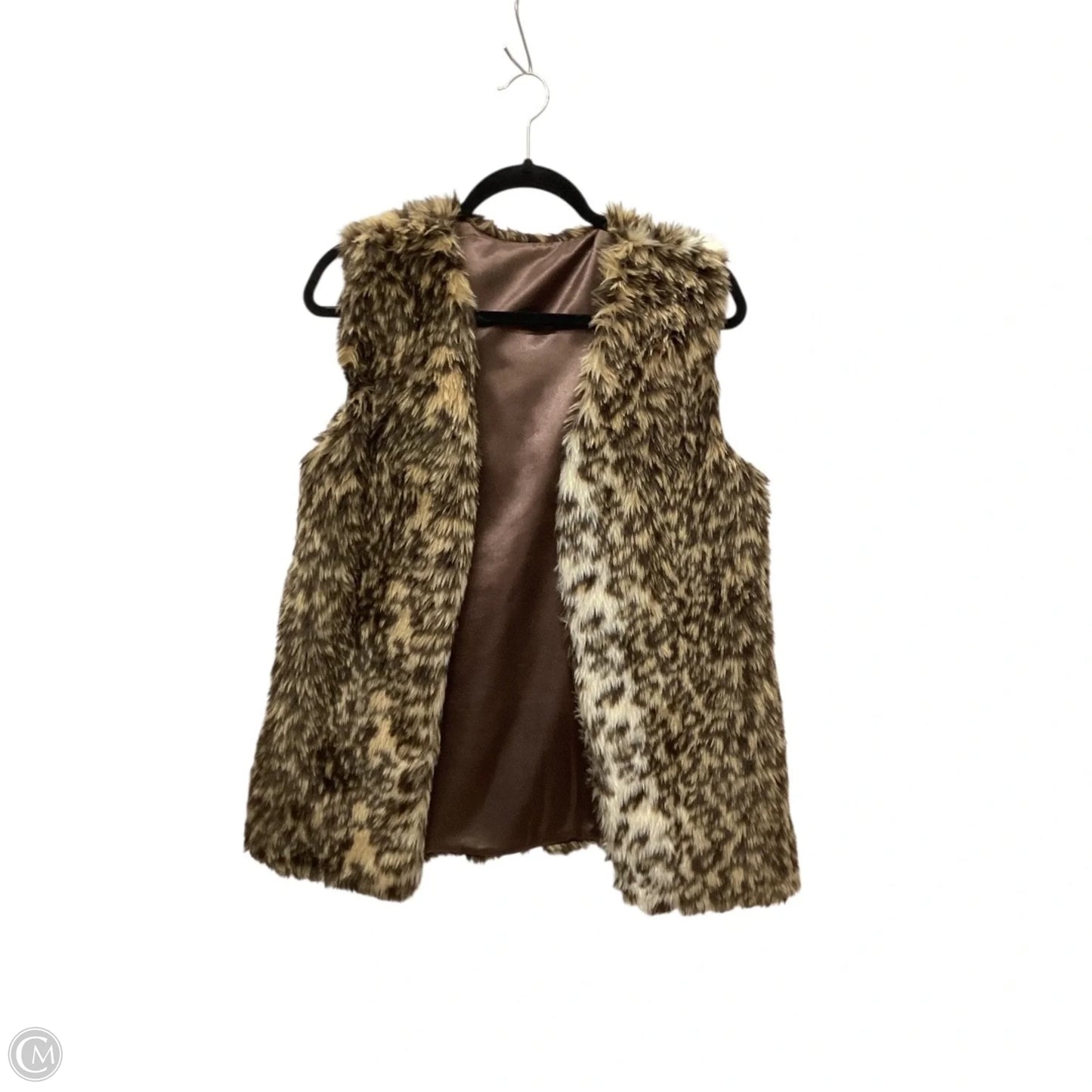 Vest Faux Fur & Sherpa By Clothes Mentor In Animal Print, Size: L