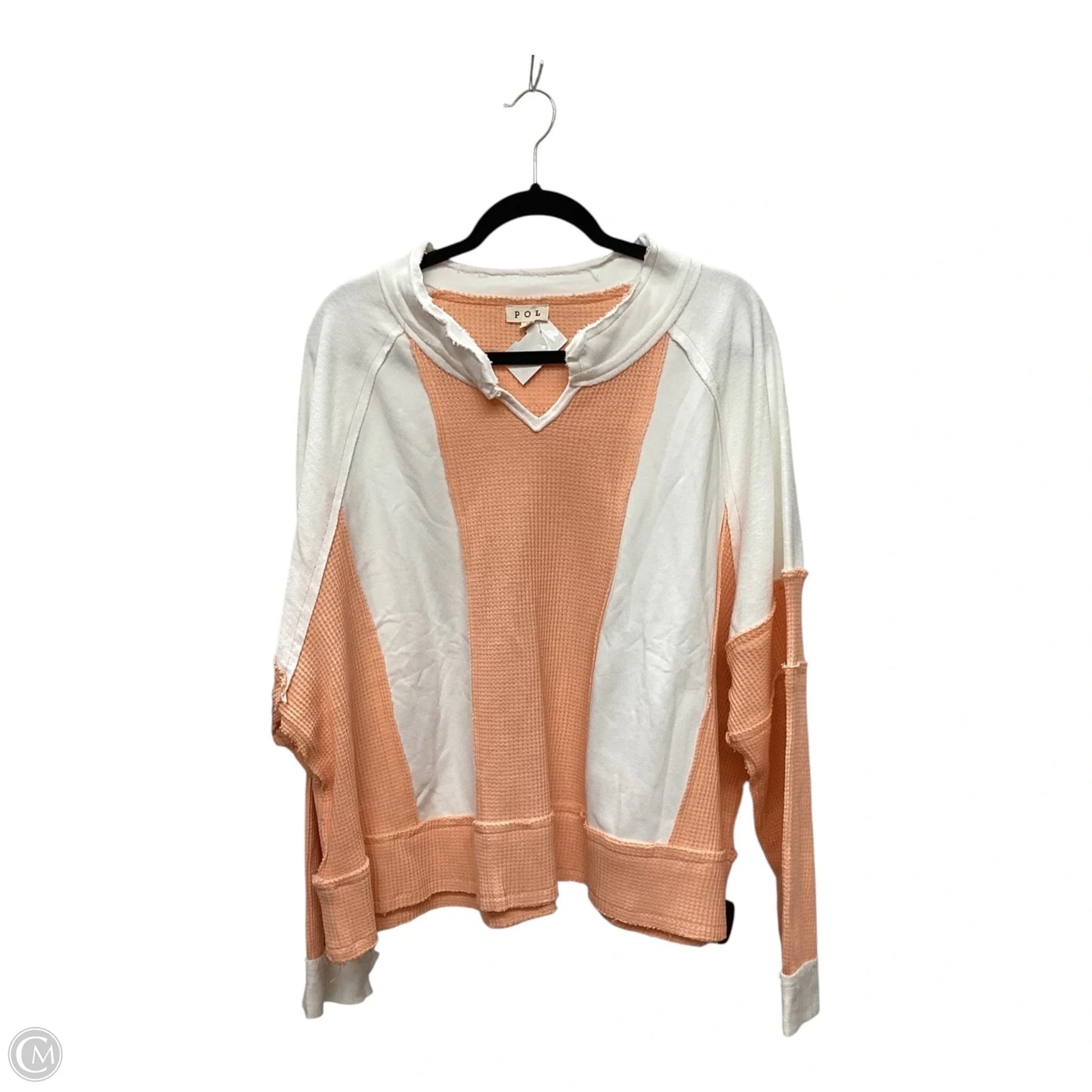 Top Long Sleeve By Pol In White, Size: L