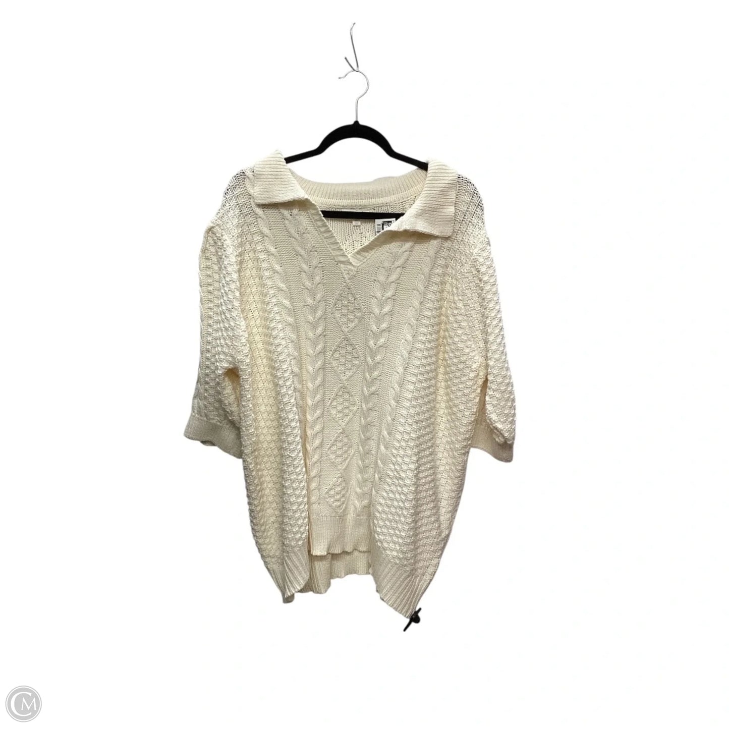 Sweater Short Sleeve By Oddi In Cream, Size: 3x