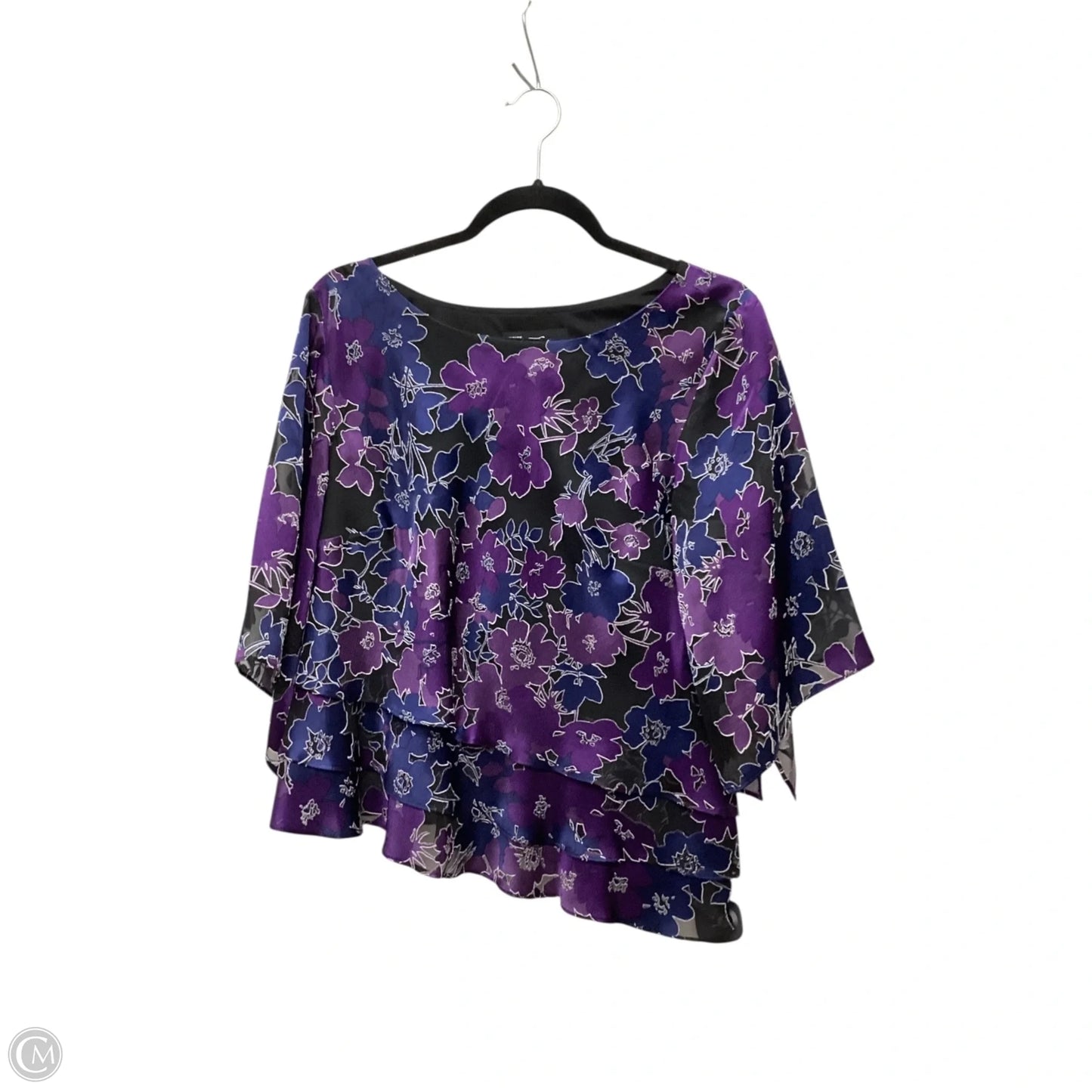 Blouse Short Sleeve By Alex Evenings In Multi-colored, Size: Lp