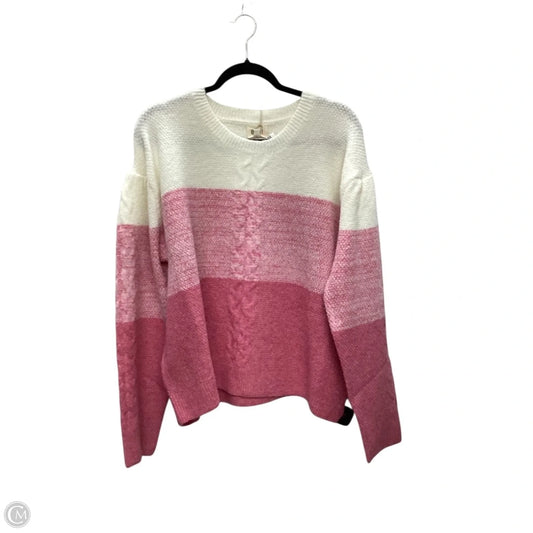 Sweater By Bibi In Pink & White, Size: Xl
