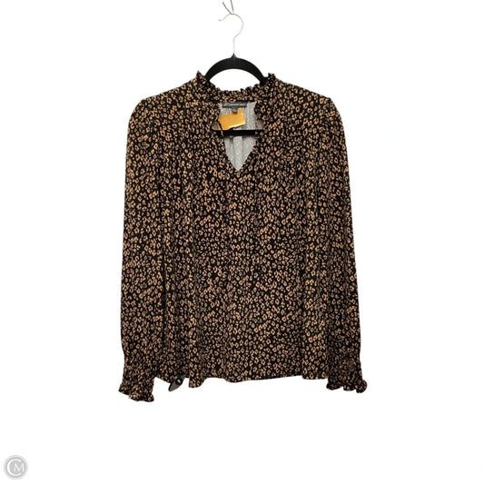 Blouse Long Sleeve By Adrianna Papell In Animal Print, Size: L
