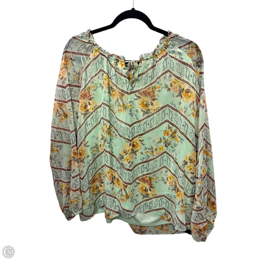 Blouse 3/4 Sleeve By Lc Lauren Conrad In Green, Size: Xl