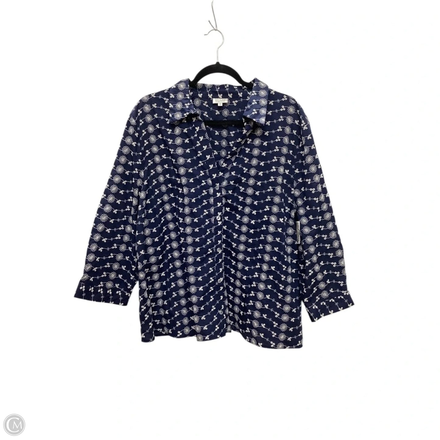 Blouse Long Sleeve By Jaclyn Smith In Blue, Size: 2x