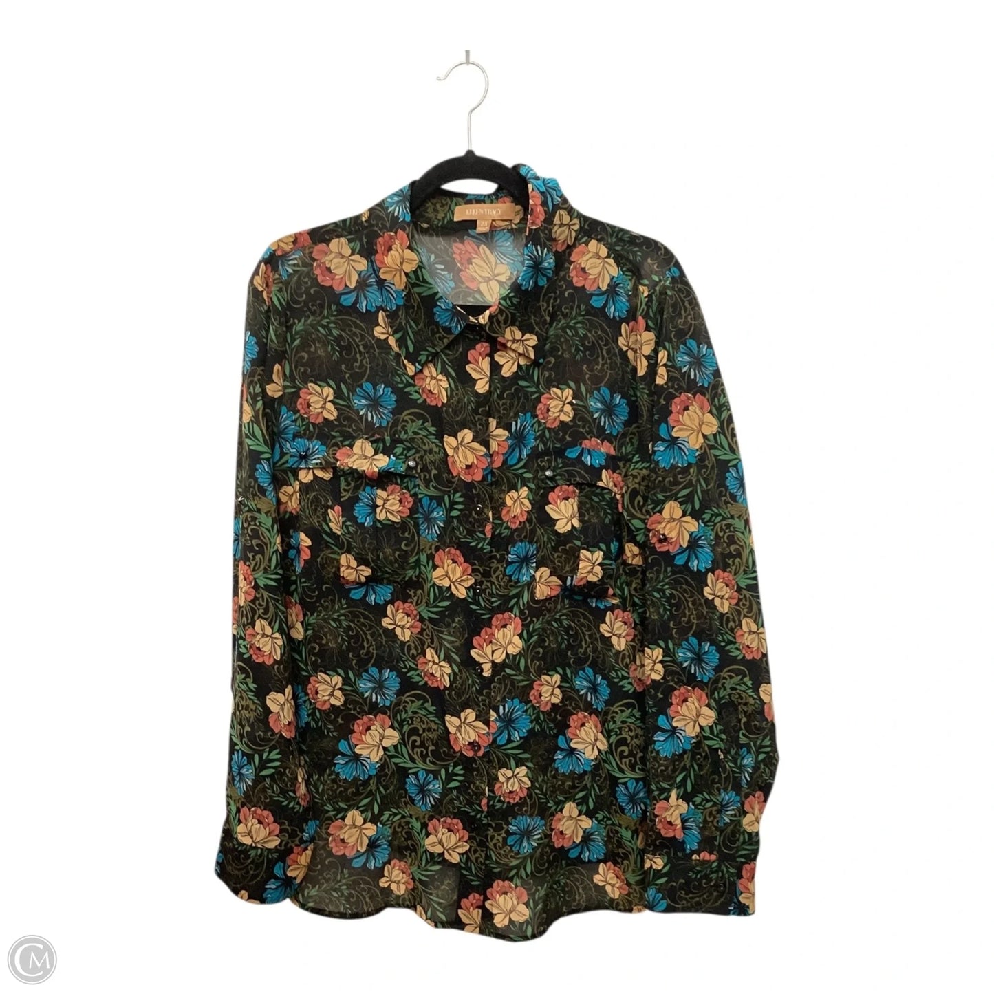 Blouse Long Sleeve By Ellen Tracy In Black, Size: 2x