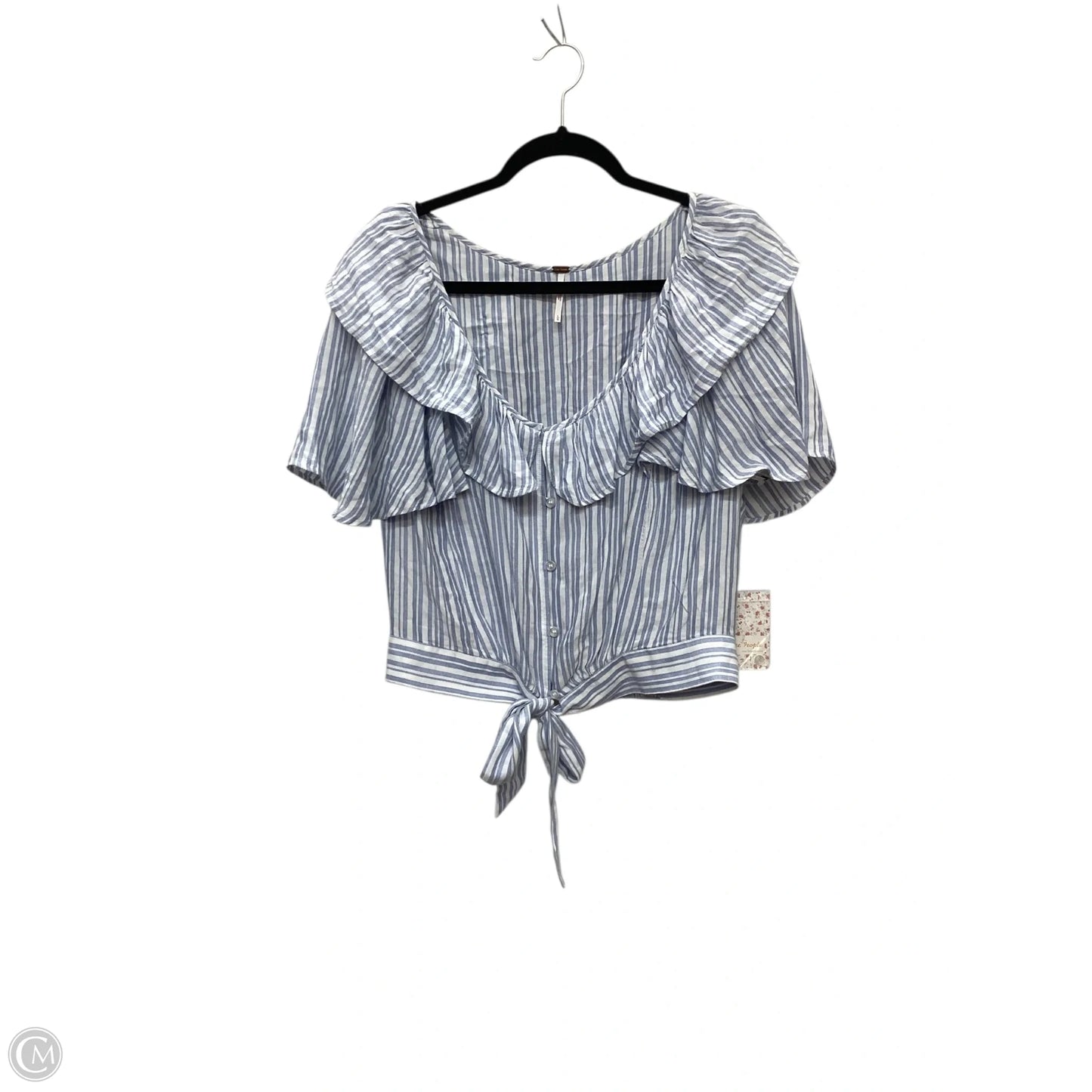 Top Short Sleeve By Free People In Blue & White, Size: L