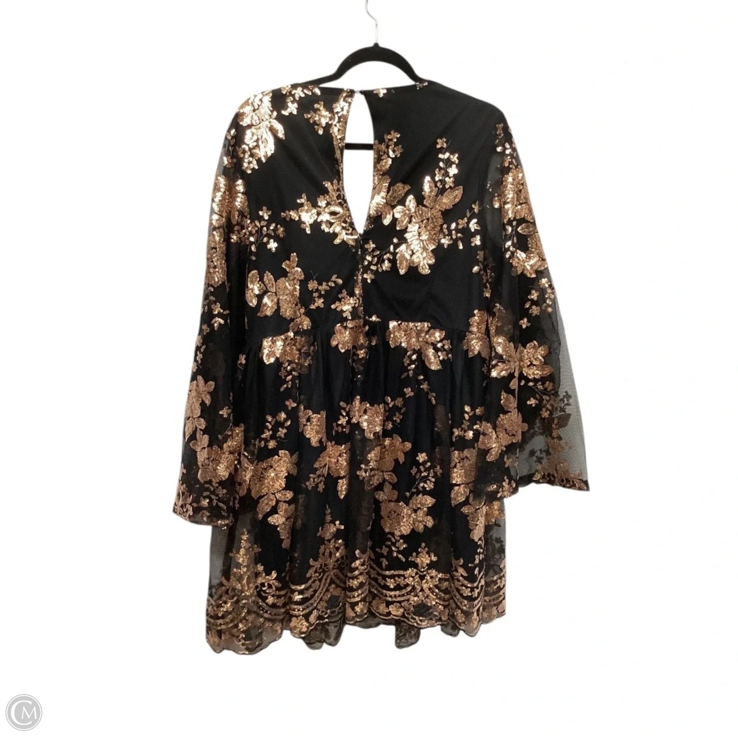 Dress Party Short By Clothes Mentor In Black & Gold, Size: Xl