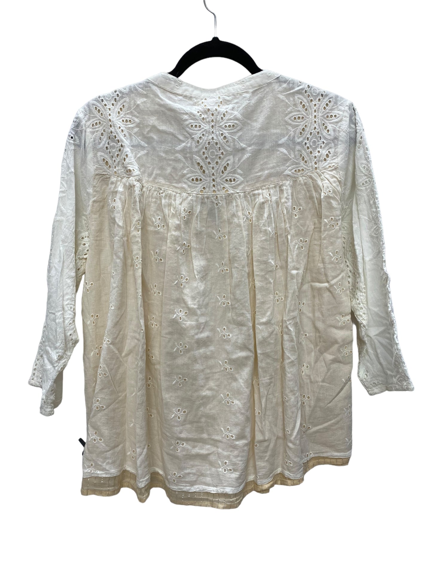 Top 3/4 Sleeve By Clothes Mentor In Cream, Size: L